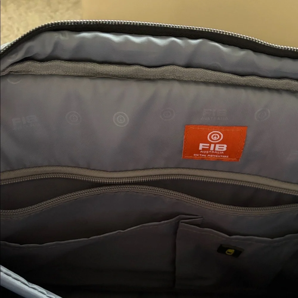FIB Australia Anti- Theft Travel Men's Gray w/Tan Accents Laptop Briefcase